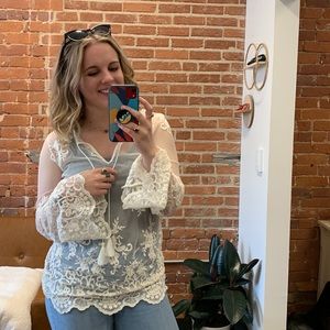 🖤 Forever 21 Mesh & Lace Pullover